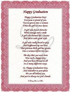 Daughter Quotes Graduation | Graduation Poem is for that special ...