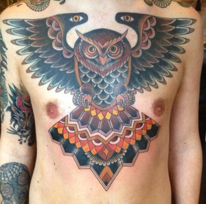 Charming Owl Tattoo Back Leg