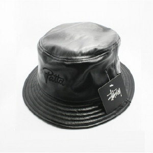 Stussy quot Patta Leather quot Bucket Hat Black