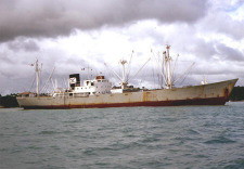 The alleged Chinese freighter M/V Kwai-Chang Caine preparing to drop ...