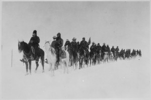 Soldiers on horseback return to the Cheyenne River Reservation ...