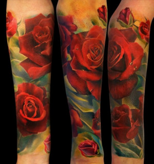 Realistic Red Roses Half Sleeve Tattoo – Andrey Barkov Grimmy