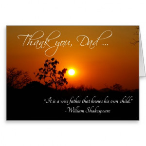 Father's Day Thank You Shakespeare Quote Cards