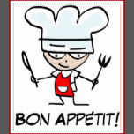 bon appetit bbq apron with cute cartoon chef bon appetit bbq apron ...