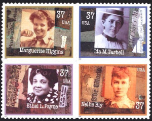 Stamps of great women in journalism