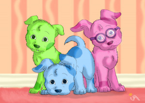 Blues Clues Green Puppy Blue, magenta, and green puppy