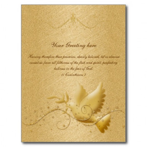 Gold dove of peace bible verse christian greeting post cards