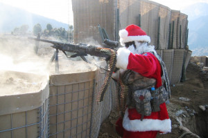 Funny Gun Related Christmas Pictures with Santa