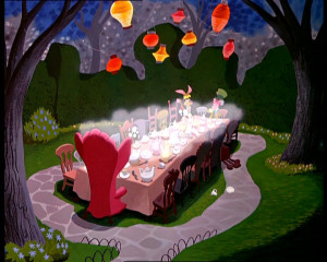 The tea party table in Alice in Wonderland is very similar to the ...