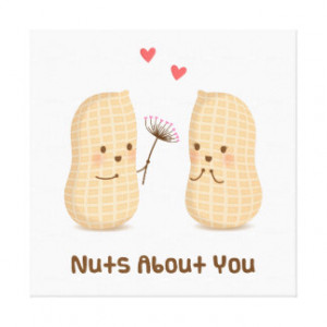 Cute Peanuts Nuts About You Pun Love Humor Canvas Prints