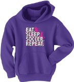 Threadrock Big Girls' Eat Sleep Soccer Repeat Youth Hoodie Sweatshirt