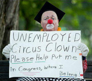 funny circus clown unemployed