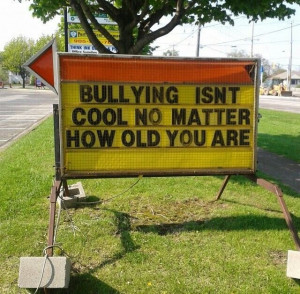 BULLYING ISN'T COOL.NO MATTER HOW OLD YOU ARE