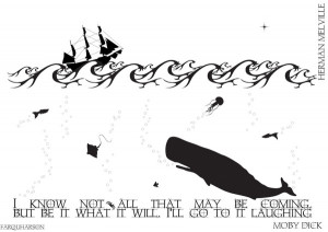 Moby Dick Black and White Illustrated Quote Art Print