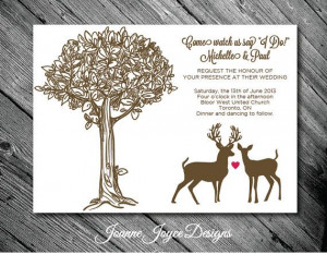 ... Rustic Wedding | Buck and Doe | Deer | Trees | 5x7