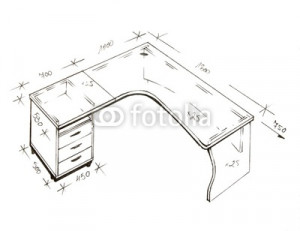 Illustration: Modern interior design freehand drawing.