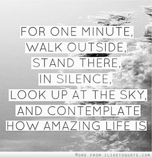 For one minute, walk outside, stand there in silence. Look up at the ...