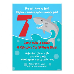 Shark Bite Invite- 7th Birthday Party