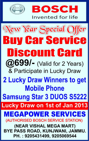 ... Results of Diwali Lucky Draw : : MegaPower Car Service Discount Cards