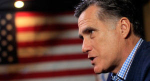Mitt Romney is pictured in front of an American flag in New Hampshire ...