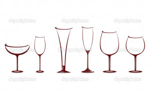Various shapes of wine glasses - Stock Image