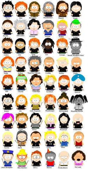 ... bob remakes the characters of harry potter as south park characters