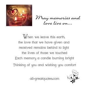 Free Sympathy Cards – May memories and love live on