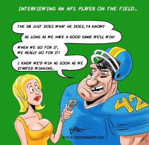 Interviewing an NFL player on the field