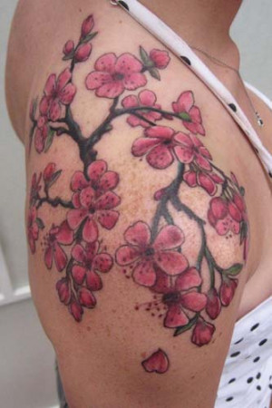 Cherry blossom tattoo shoulder