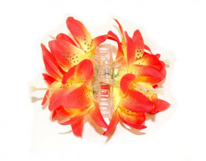 Neat orange and Yellow Tiger Lily Flowers Set on Either Side of Clear ...