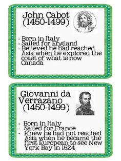 John Cabot/Giovanni da Verrazano Cabot discovered parts or north ...