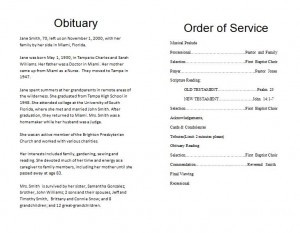 obituary template. Notice with the limitations of the memorial program ...