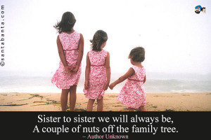 Sister to sister we will always be, A couple of nuts off the family ...