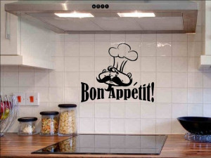 Kitchen Wall Quote Decal Bon Appetit with Chef Kitchen Wall Decor