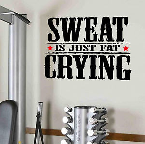 Sweat-Is-Just-Fat-Crying-Gym-Motivational-Wall-Decal-Quote-Fitness ...