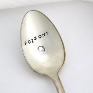 Poison spoon with skull. Handstamped coffee spoon. Ghastly decor by ...