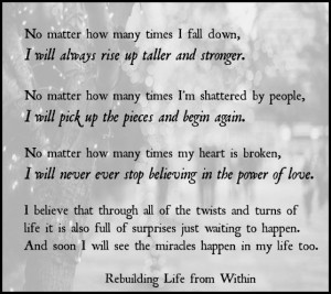 From one of my new fav pages Rebuilding Life from Within