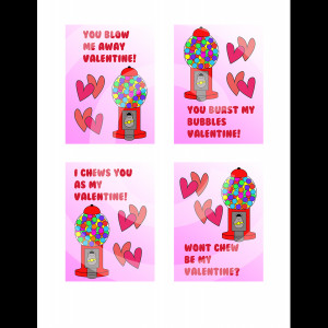 Bubble Gum Valentines Cards