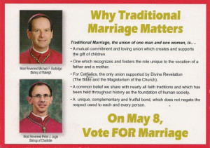 Carolina dioceses mail postcards supporting 'traditional marriage'