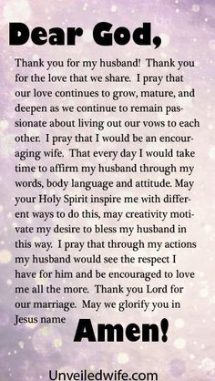 Prayer Of The Day – Affirming My Husband --- Dear Heavenly Father ...