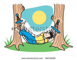 Guy sleeping in hammock clip art. - stock vector