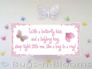 Details about Butterfly Kisses Flower Wishes Quote Wall Removable ...