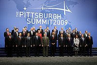 Leaders of the G-20 countries present at the Pittsburgh Summit