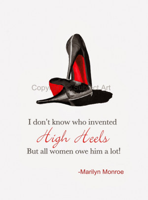 ... LOUBOUTIN Black Shoes ART PRINT, Marilyn Monroe Quote 10 x 8