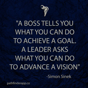boss tells you what you can do to achieve a goal. A leader asks ...