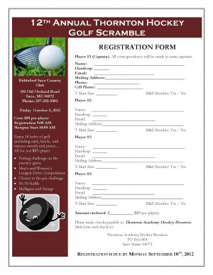 Annual Golf Flyer Registration Form