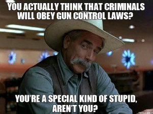 ... OBEY GUN CONTROL LAWS?, YOU'RE A SPECIAL KIND OF STUPID, AREN'T YOU