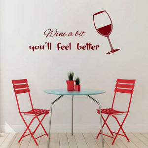 Wine Wall Decals Wall Quotes Glass of Wine Cafe Kitchen Decor Vinyl ...