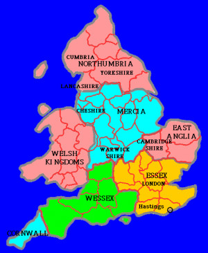 Kingdoms of Anglo Saxon English Map
