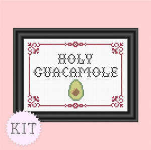 KIT Cross Stitch Funny Quote Holy Guacamole